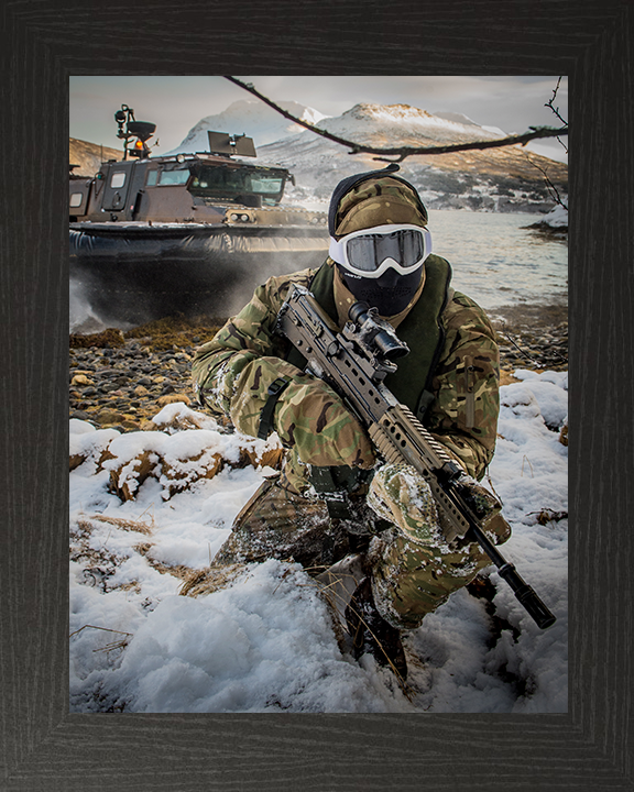Royal Marines cold weather beach Landing Photo Print Hampshire Prints 10 x 8 Black Frame No