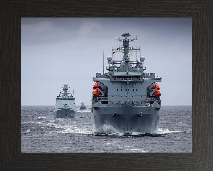 RFA Argus (A135) Photo Print - Bow View - Royal Fleet Auxiliary Casualty Class Ship Hampshire Prints 10 x 8 Black Frame No
