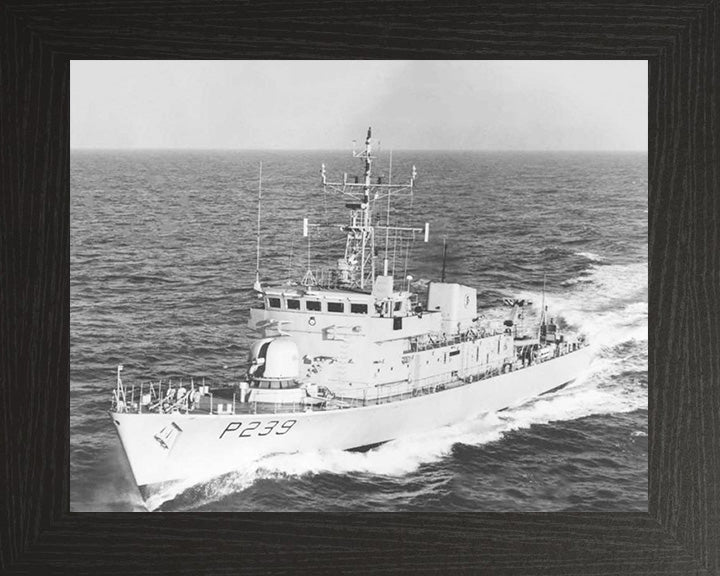 HMS Peacock (P239) Photo Print - Port Bow View - Royal Navy Peacock Class Patrol Vessel Hampshire Prints 10 x 8 Black Frame No