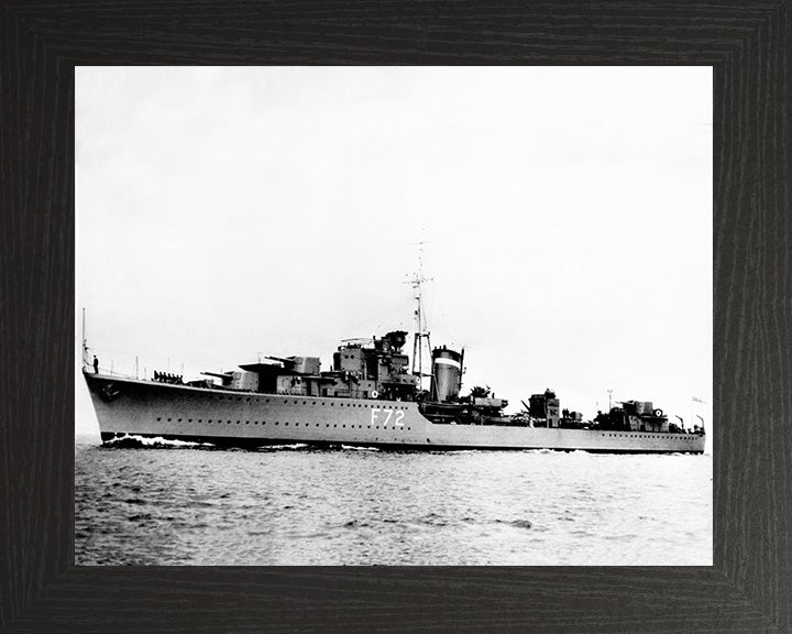 HMS Jersey (F72) Photo Print - Port Side - Royal Navy J Class Destroyer Hampshire Prints 10 x 8 Black Frame No