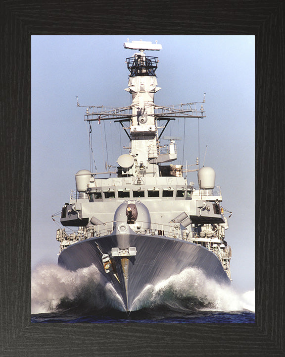 HMS Lancaster (F229) Photo Print - Underway Bow View - Royal Navy Type 23 Frigate Hampshire Prints 10 x 8 Black Frame No