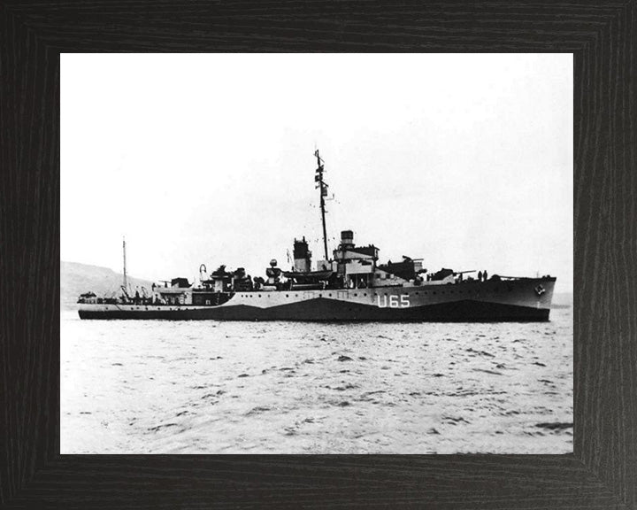 HMS Wellington (U65) Photo Print - Starboard Side - Royal Navy Grimsby Class Sloop Hampshire Prints 10 x 8 Black Frame No