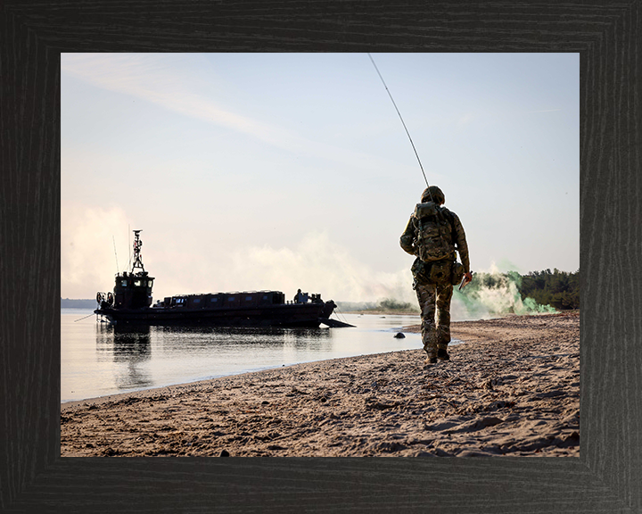 Royal Marines Commando beach Landing Portrait Photo Print Hampshire Prints 10 x 8 Black Frame No
