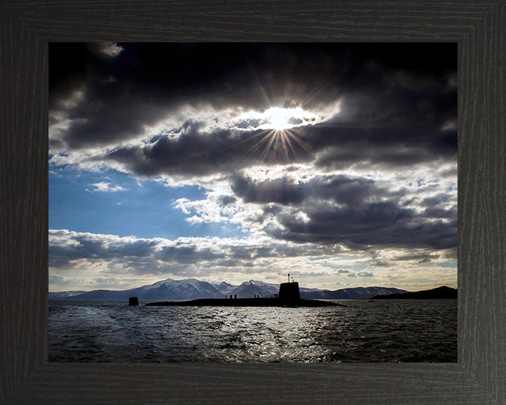 HMS Victorious (S29) Photo Print - Silhouette - Royal Navy Vanguard Class Submarine Hampshire Prints 10 x 8 Black Frame No