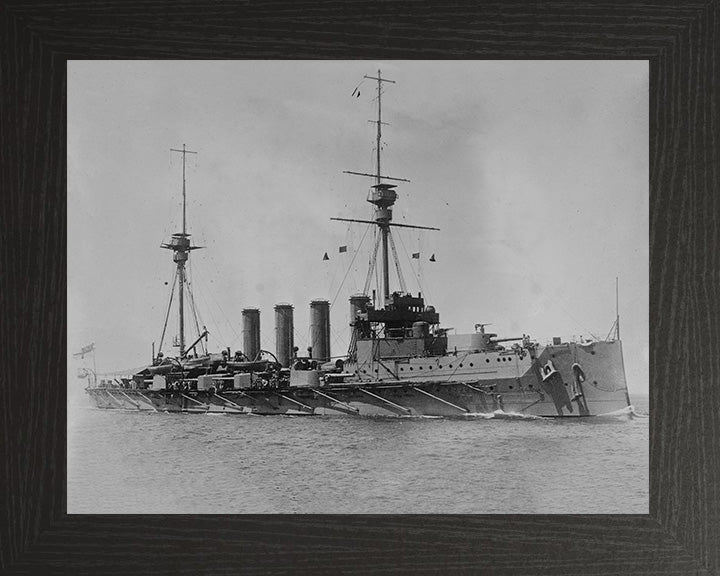 HMS Achilles (1905) Photo Print - Starboard Bow View - Royal Navy Warrior Class Armoured Cruiser Hampshire Prints 10 x 8 Black Frame No