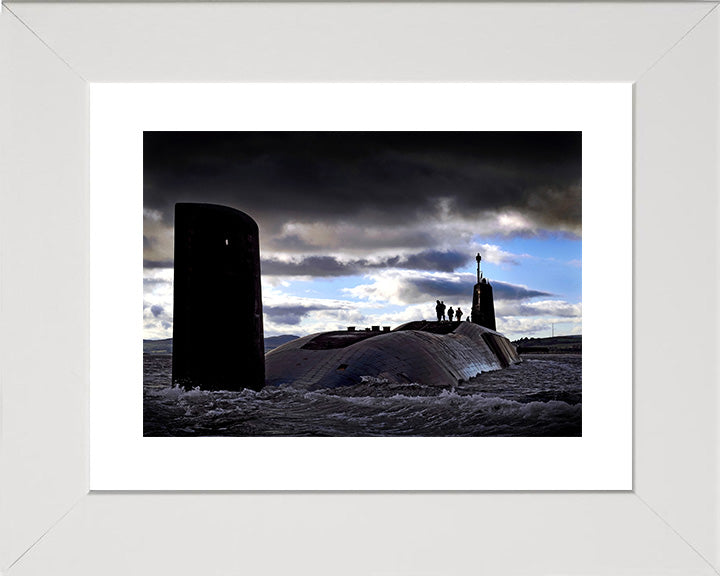 HMS Vanguard (S28) Photo Print - Starboard Quarter View - Royal Navy Vanguard Class Submarine Hampshire Prints 10 x 8 White Frame Yes