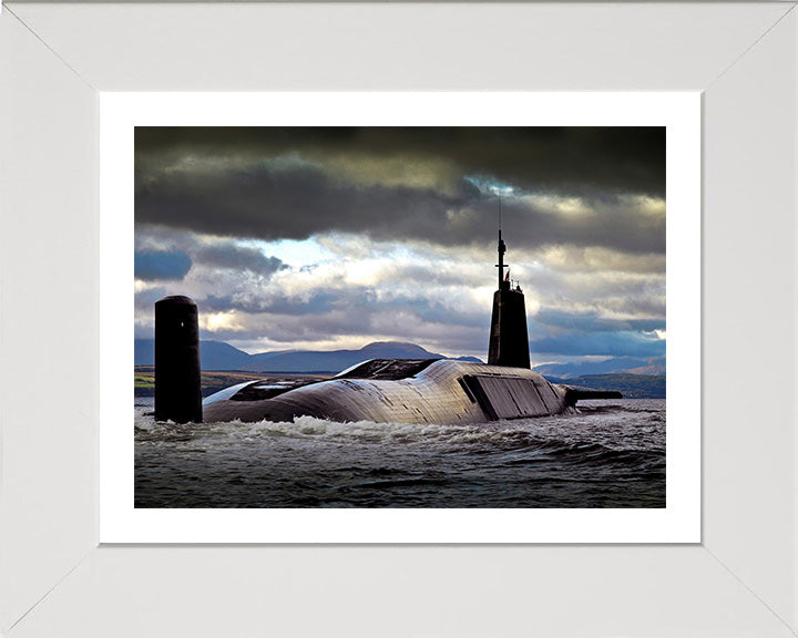 HMS Vengeance (S31) Photo Print - Starboard Quarter View - Royal Navy Vanguard Class Submarine Hampshire Prints 10 x 8 White Frame Yes