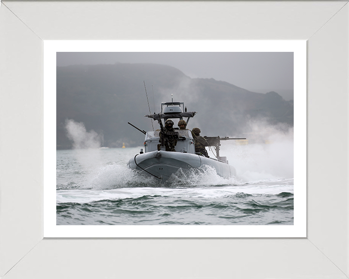 Royal Marines on a Commando Raiding Craft (CRC) Photo Print Hampshire Prints 10 x 8 White Frame Yes