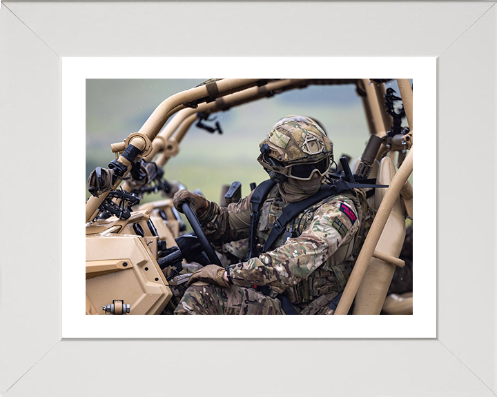 Royal Marine Commando on a Polaris MRZR-D4 Photo Print Hampshire Prints 10 x 8 White Frame Yes