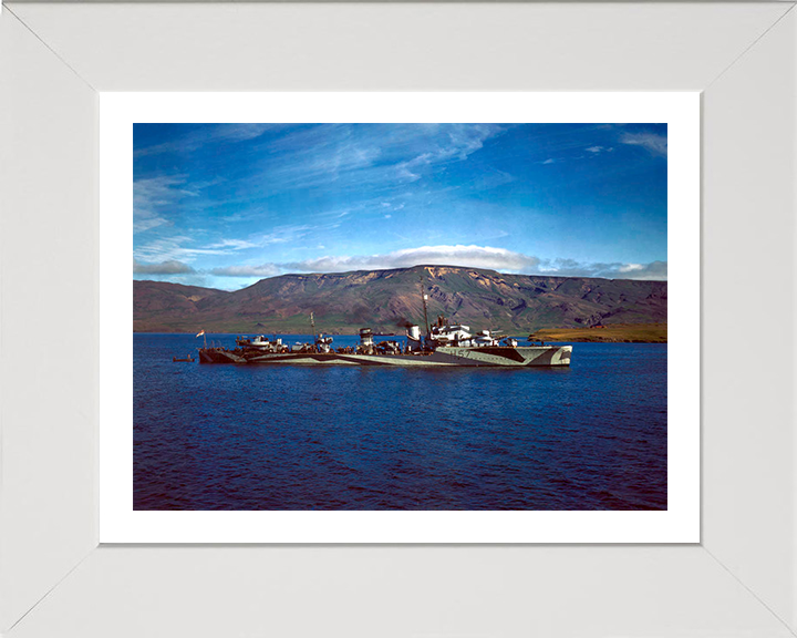 HMS Hesperus (H57) Photo Print - Starboard Beam View - Royal Navy H Class Destroyer Hampshire Prints 10 x 8 White Frame Yes