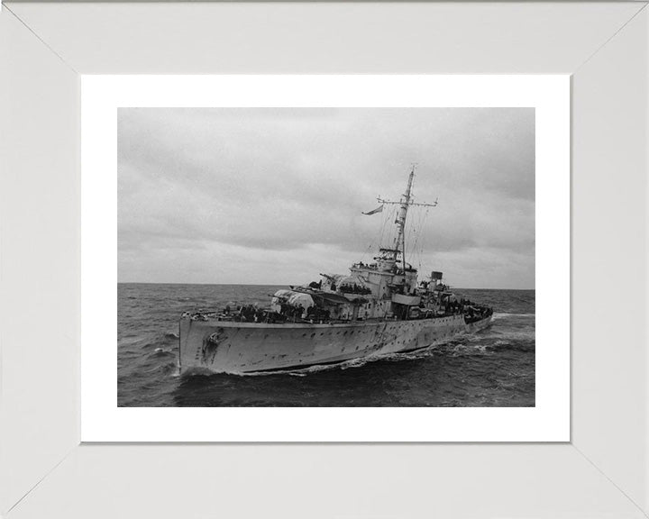 HMS Pelican (L86) (U86) Photo Print - Port Side View - Royal Navy Egret Class Sloop Hampshire Prints 10 x 8 White Frame Yes