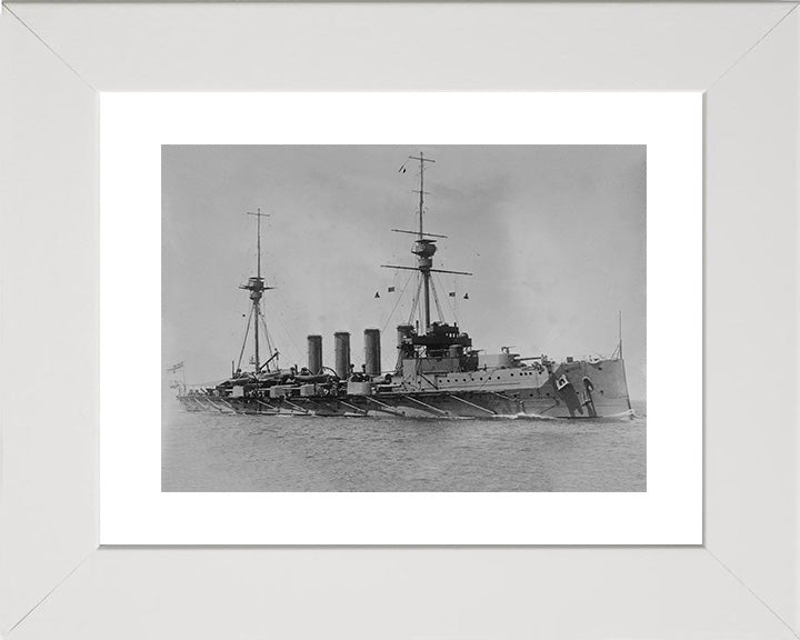 HMS Achilles (1905) Photo Print - Starboard Bow View - Royal Navy Warrior Class Armoured Cruiser Hampshire Prints 10 x 8 White Frame Yes