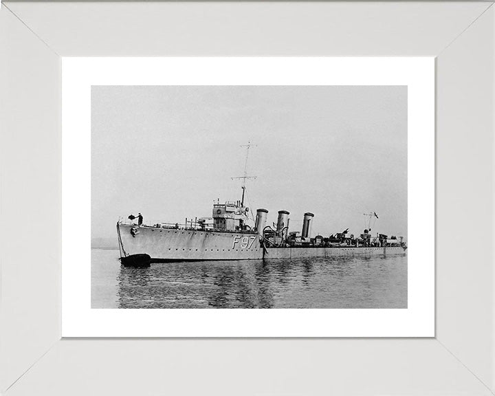 HMS Redgauntlet (F97) Photo Print - At A Buoy - Royal Navy R Class Destroyer Hampshire Prints 10 x 8 White Frame Yes