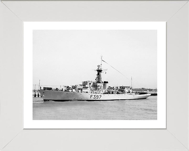 HMS Launceston Castle (F397) (K397) Photo Print - Paying Off - Royal Navy Castle Class Corvette Hampshire Prints 10 x 8 White Frame Yes