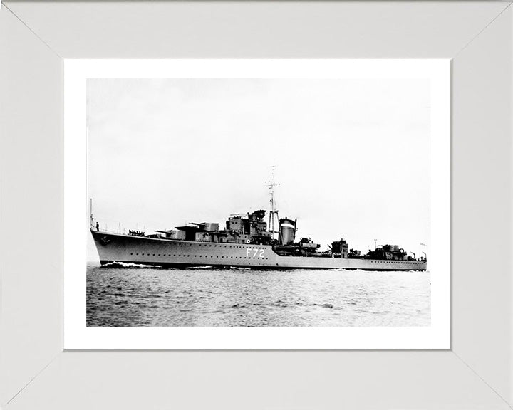 HMS Jersey (F72) Photo Print - Port Side - Royal Navy J Class Destroyer Hampshire Prints 10 x 8 White Frame Yes