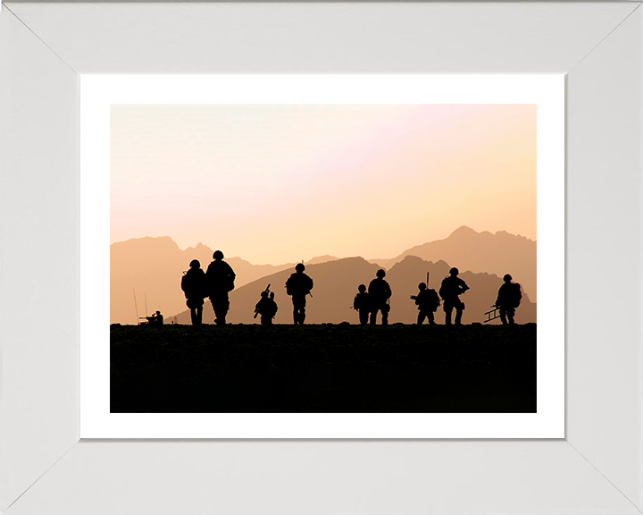 Royal Marine Commandos silhouettes Photo Print - 45 Commando Hampshire Prints 10 x 8 White Frame Yes