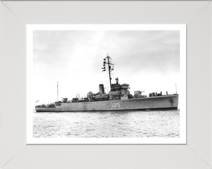 HMS Fowey (U15) (L15) Photo Print - Starboard View - Royal Navy Shoreham Class Sloop Hampshire Prints 10 x 8 White Frame Yes