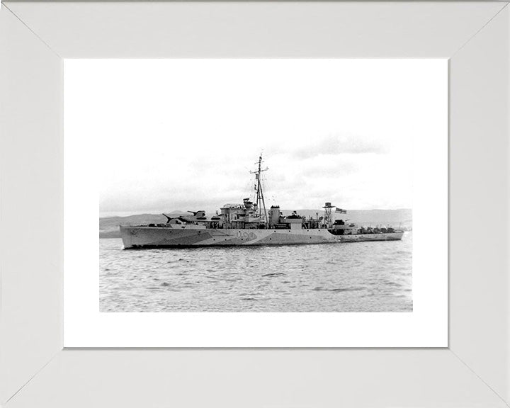 HMS Woodcock (U90) Photo Print - Port Side View - Royal Navy Black Swan Class Sloop Hampshire Prints 10 x 8 White Frame Yes