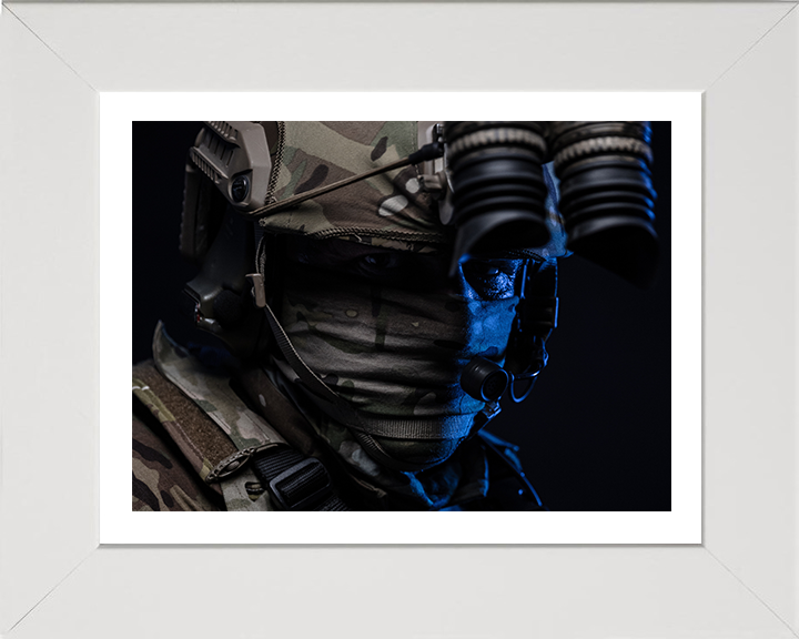 Royal Marines Commando Closeup Portrait Photo Print Hampshire Prints 10 x 8 White Frame Yes