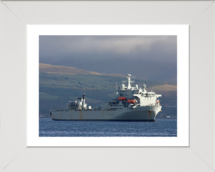 RFA Argus (A135) Photo Print - Low Starboard View - Royal Fleet Auxiliary Casualty Class Ship Hampshire Prints 10 x 8 White Frame Yes
