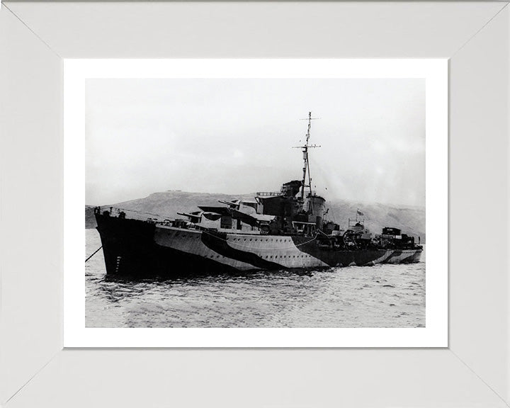 HMS Javelin (F61) Photo Print - At Anchor - Royal Navy J Class Destroyer Hampshire Prints 10 x 8 White Frame Yes