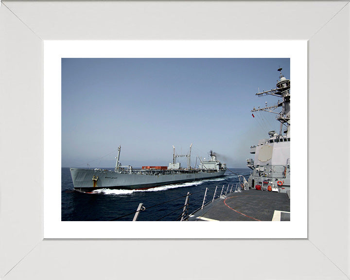 RFA Bayleaf (A109) Photo Print - From a US Warship - Royal Fleet Auxiliary Leaf Class Tanker Hampshire Prints 10 x 8 White Frame Yes