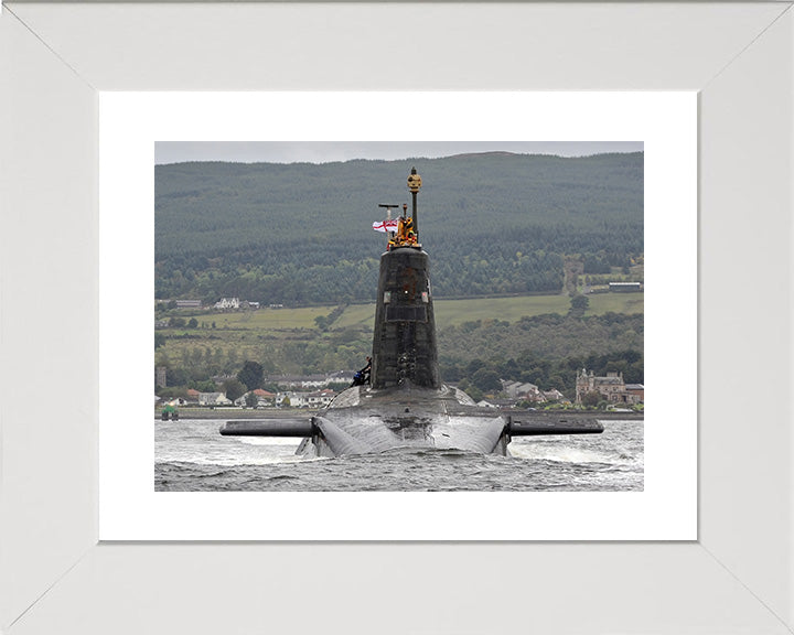HMS Vanguard (S28) Photo Print - Low Bow View - Royal Navy Vanguard Class Submarine Hampshire Prints 10 x 8 White Frame Yes