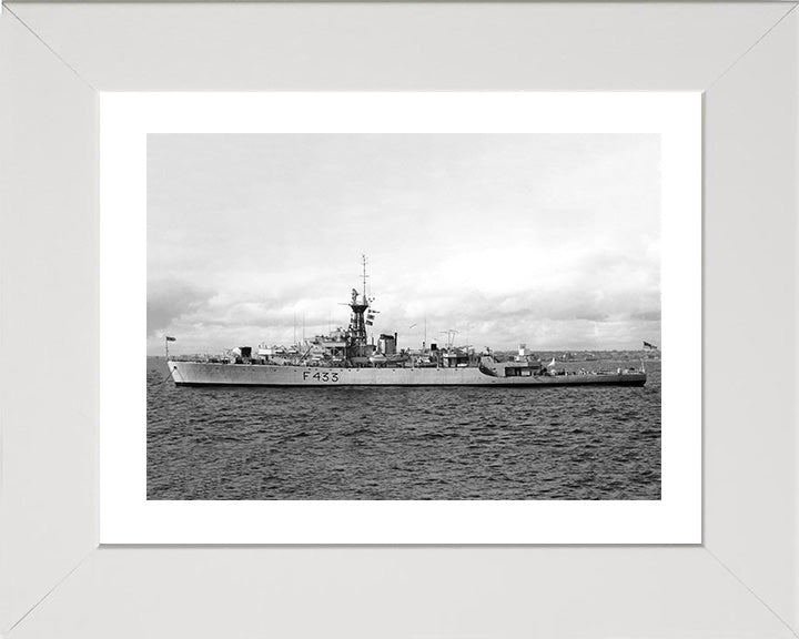 HMS Loch Insh (F433) (K433) Photo Print - At Anchor - Royal Navy Loch Class Frigate Hampshire Prints 10 x 8 White Frame Yes