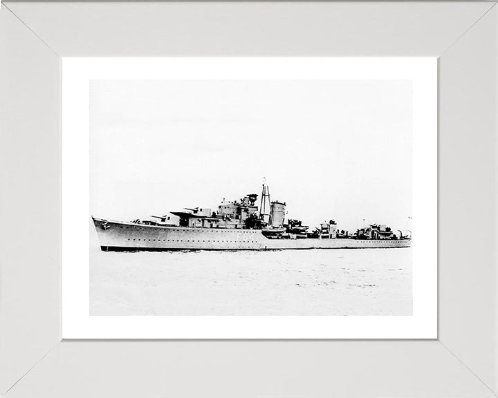 HMS Kingston (F64) Photo Print - Port Side View - Royal Navy K Class Destroyer Hampshire Prints 10 x 8 White Frame Yes