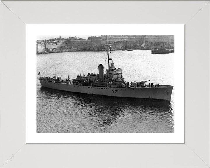 HMS Sennen (Y21) Photo Print - Valletta Malta - Royal Navy Banff Class Sloop Hampshire Prints 10 x 8 White Frame Yes
