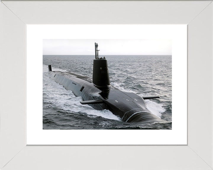 HMS Vanguard (S28) Photo Print - High Starboard Bow View - Royal Navy Vanguard Class Submarine Hampshire Prints 10 x 8 White Frame Yes