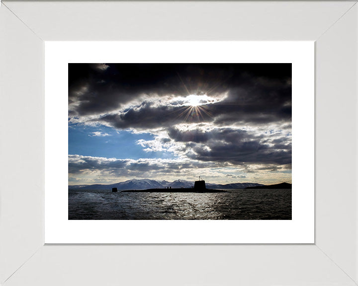 HMS Victorious (S29) Photo Print - Silhouette - Royal Navy Vanguard Class Submarine Hampshire Prints 10 x 8 White Frame Yes