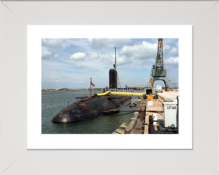HMS Valiant (S102) Photo Print - Alongside - Royal Navy Valiant Class Submarine Hampshire Prints 10 x 8 White frame Yes