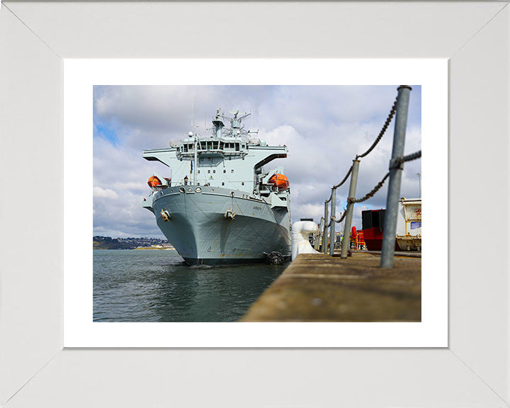 RFA Argus (A135) Photo Print - In Harbour - Royal Fleet Auxiliary Casualty Class Ship Hampshire Prints 10 x 8 White Frame Yes