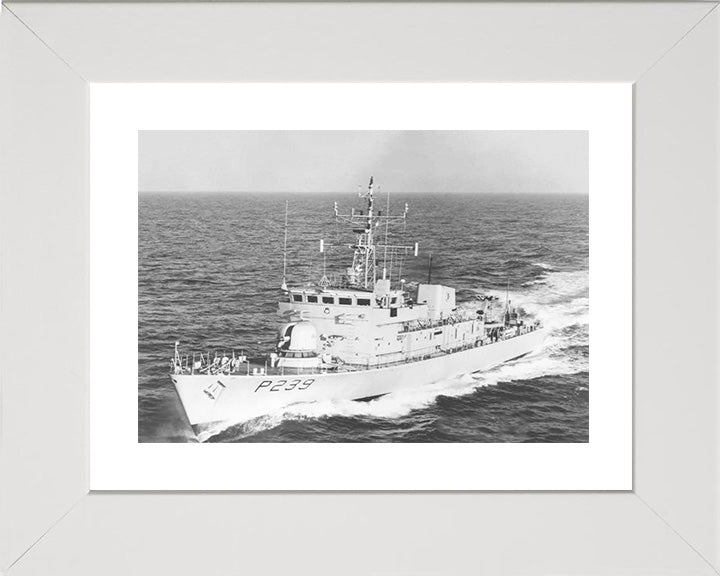 HMS Peacock (P239) Photo Print - Port Bow View - Royal Navy Peacock Class Patrol Vessel Hampshire Prints 10 x 8 White Frame Yes