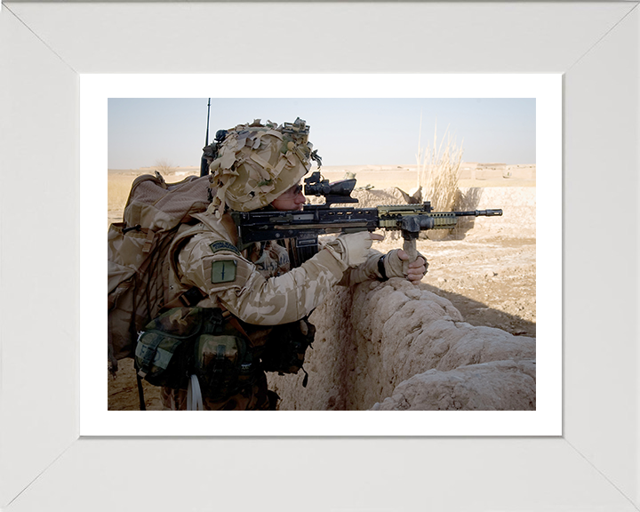 Royal Marines with SA80 in Afghanistan Photo Print - 42 Commando Hampshire Prints 10 x 8 White Frame Yes