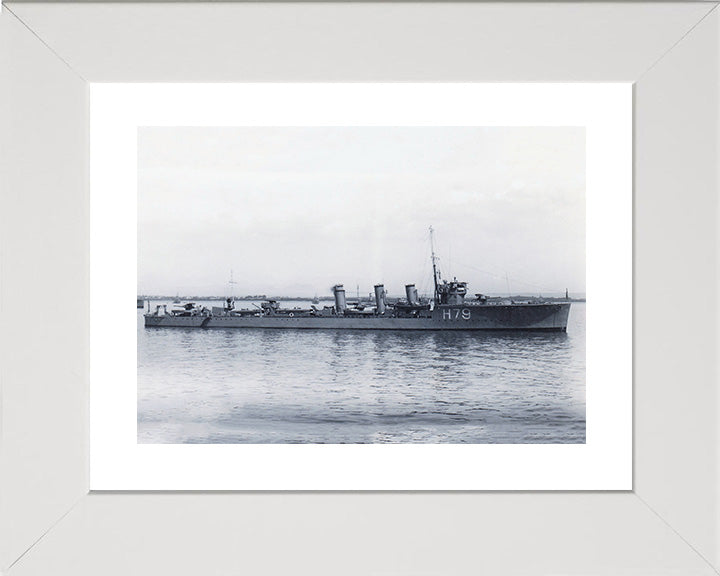 HMS Sceptre (H79) Photo Print - Starboard Beam View - Royal Navy R Class Destroyer Hampshire Prints 10 x 8 White Frame Yes