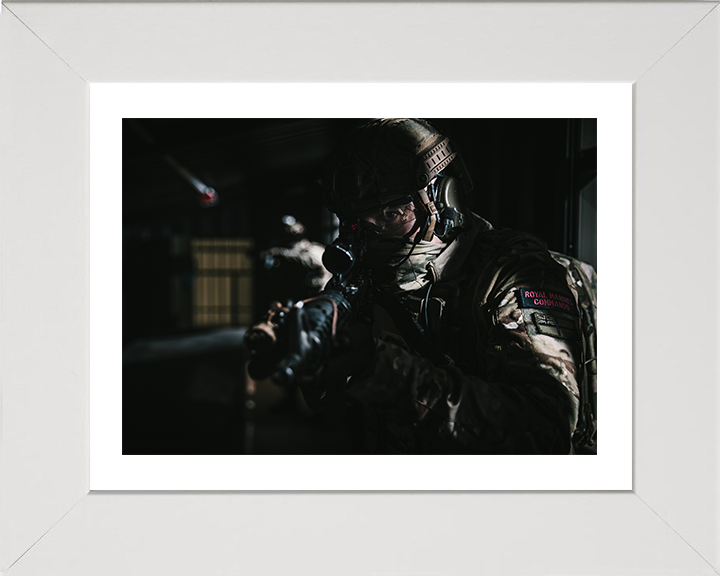 Royal Marines Commando in the shadows Photo Print Hampshire Prints 10 x 8 White Frame Yes