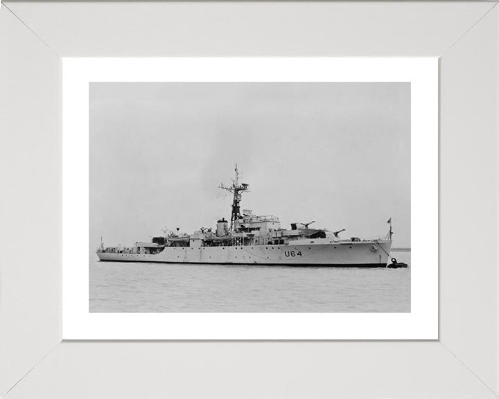 HMS Nereide (U64) Photo Print - At A Buoy - Royal Navy Black Swan Class Sloop Hampshire Prints 10 x 8 White Frame Yes