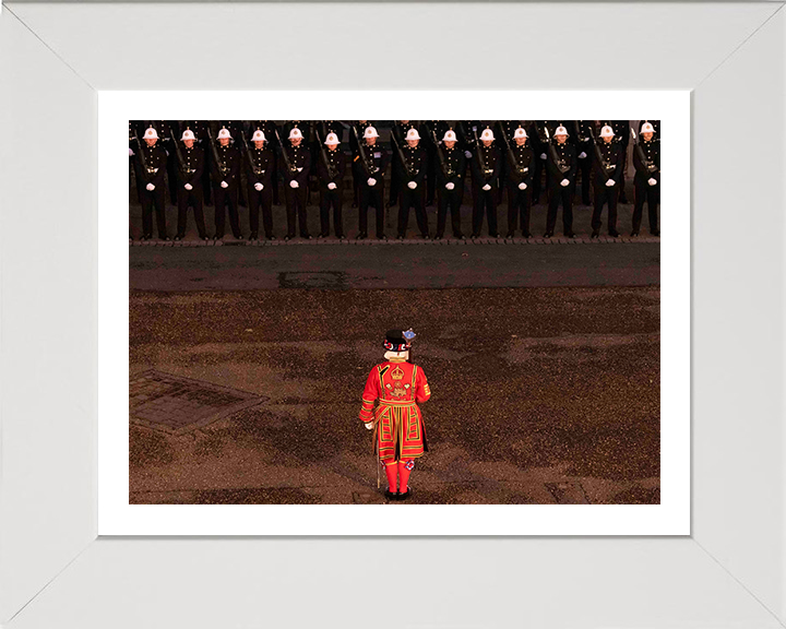 Royal Marines Commandos with a Yeoman Warder Photo Print Hampshire Prints 10 x 8 White Frame Yes
