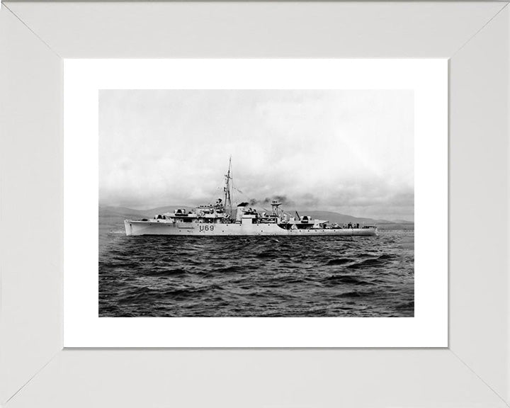 HMS Redpole (U69) Photo Print - Port Beam View - Royal Navy Black Swan Class Sloop Hampshire Prints 10 x 8 White Frame Yes