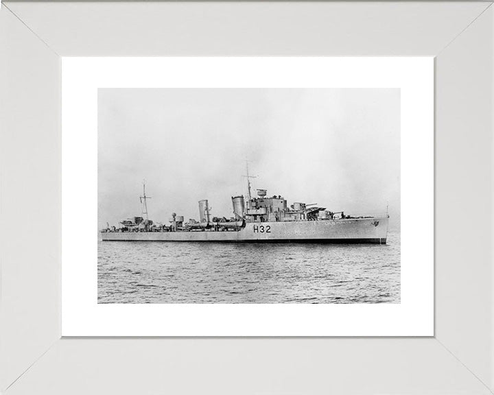 HMS Havant (H32) Photo Print - Starboard Beam View - Royal Navy H Class Destroyer Hampshire Prints 10 x 8 White Frame Yes
