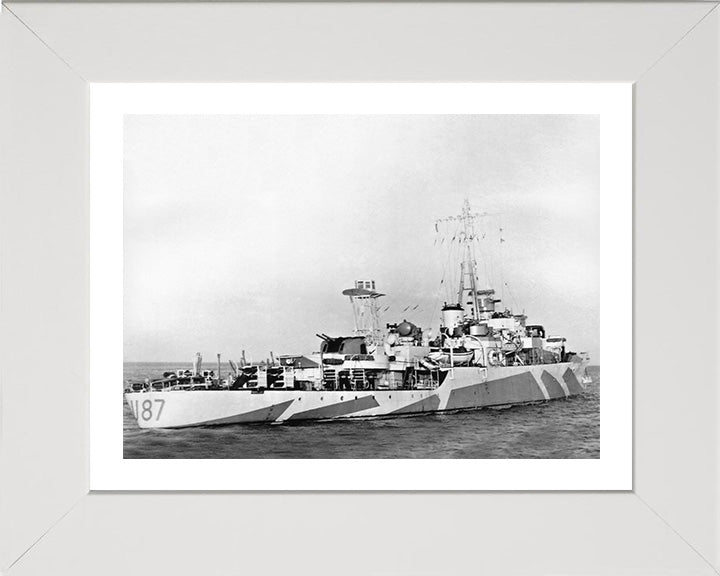 HMS Kite (U87) Photo Print - Starboard Side - Royal Navy Black Swan Class Sloop Hampshire Prints 10 x 8 White Frame Yes