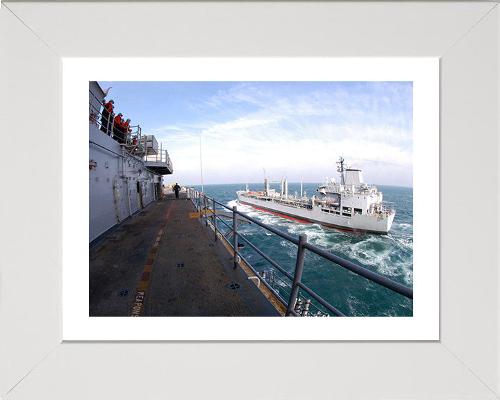 RFA Bayleaf (A109) Photo Print - RAS Approach - Royal Fleet Auxiliary Leaf Class Tanker Hampshire Prints 10 x 8 White Frame Yes