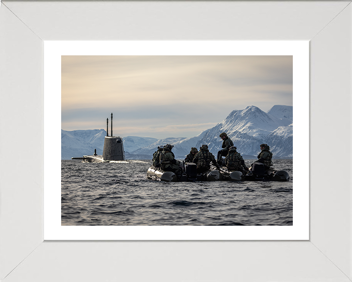 Royal Marine Commandos on Inflatable Raiding CraftPhoto Print - SRS Hampshire Prints 10 x 8 White Frame Yes