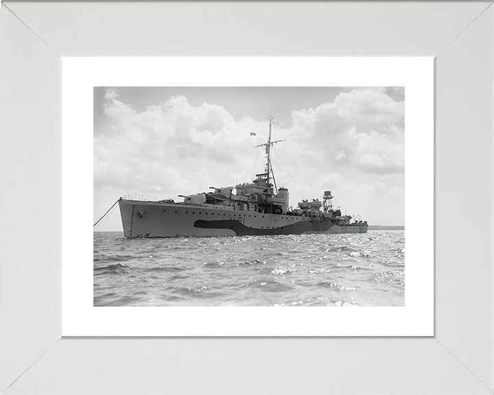 HMS Stork (L81) Photo Print - At Anchor - Royal Navy Bittern Class Sloop Hampshire Prints 10 x 8 White Frame Yes