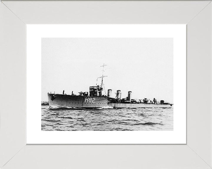 HMS Restless (H82) Photo Print - Port Side - Royal Navy R Class Destroyer Hampshire Prints 10 x 8 White Frame Yes