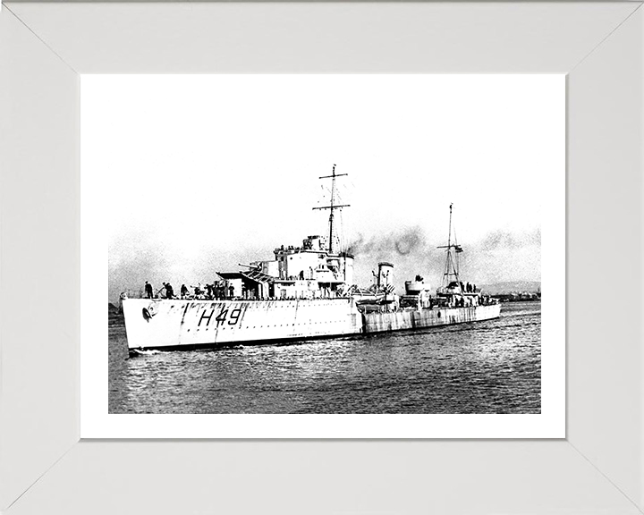 HMS Inconstant (H49) Photo Print - Port Side View - Royal Navy I Class Destroyer Hampshire Prints 10 x 8 White Frame Yes