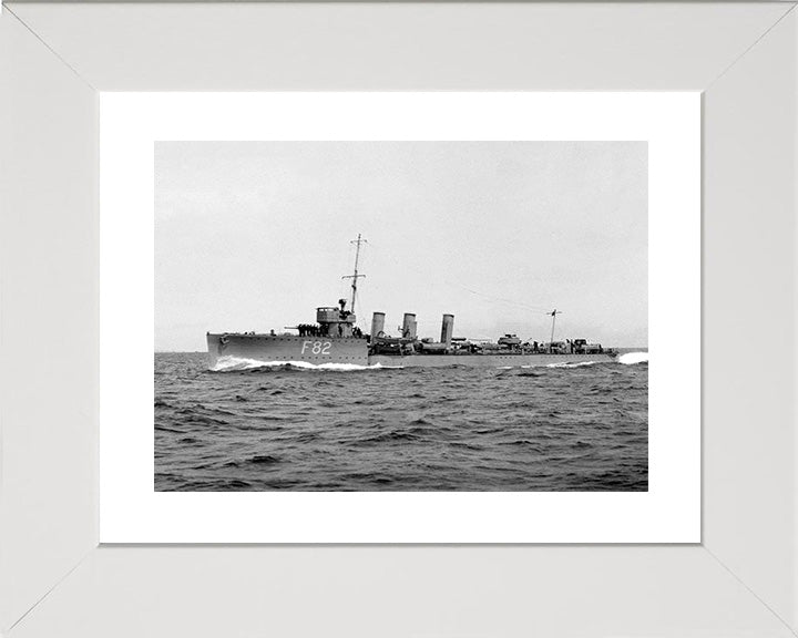 HMS Thisbe (F82) Photo Print - Port Side View - Royal Navy R Class Destroyer Hampshire Prints 10 x 8 White Frame Yes