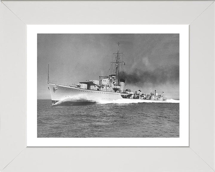 HMS Kelly (F01) Photo Print - Port Side View - Royal Navy K Class Destroyer Hampshire Prints 10 x 8 White Frame Yes